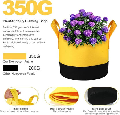 Grow Bags 5Gal/7Gal/10Gal * 2 ，6 Pack Vegetable/Flower/Plant Grow Bags ，Plant Fabric Pots with Handles for Garden and Outdoor Planting (6 Colour, 7 Gallon)