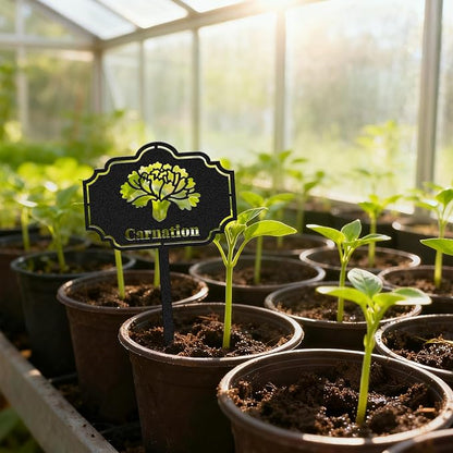 CUTHOLLOW 8PCS Metal Plant Markers Stakes Flowers for Outdoor Indoor, 3.5"x7" Waterproof Cute Garden Plant Labels Signs Tags for Farmhouse Greenhouse Decor - Funny Gardening Gifts