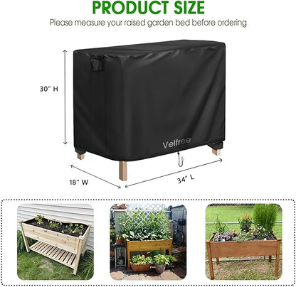 Cover for Raised Garden Bed, 34 x 18 x 30 inch Waterproof Elevated Flower Bed Covers for Winter, Raised Tall Planter Box Cover for Outdoor Protection