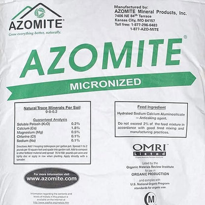 AZOMITE Micronized Bag - 100% Naturally Derived - OMRI Listed – Great for Hemp, Fertilizer, Soil Mixes and Home Gardens - 44 Pounds