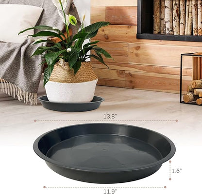 6 Pack Plant Saucer 4 6 8 10 12 14 16 18 20 22 Inch Plastic Plant Tray, Sturdy and Durable Flower Pot Container Accessories Plant Pot Saucers for Indoor and Outdoor (14 Inch, Gray)