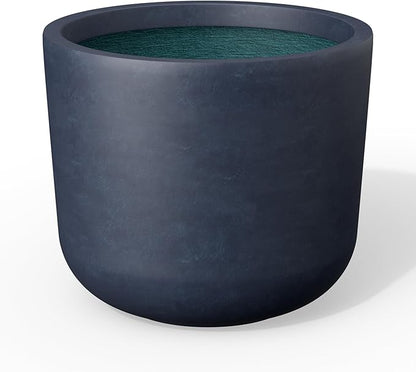 Kante Round Concrete Planter, 13.1 Inch Dia Classic-Style Large Pot with Drainage, Charcoal Finish with Painted, for Indoor & Outdoor Plants, Home, Patio and Garden