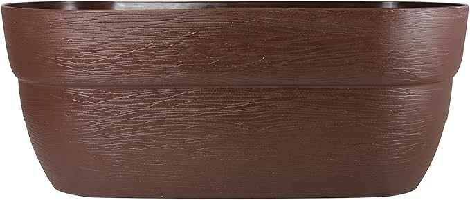 Emsco Group 2435-1 Bloomers Self-Watering 24" Weatherproof Resin 6" Railings – Brown Rain Planter Grow Box, Earth