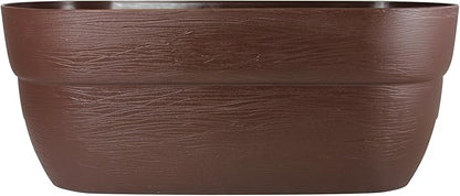 Emsco Group 2435-1 Bloomers Self-Watering 24" Weatherproof Resin 6" Railings – Brown Rain Planter Grow Box, Earth