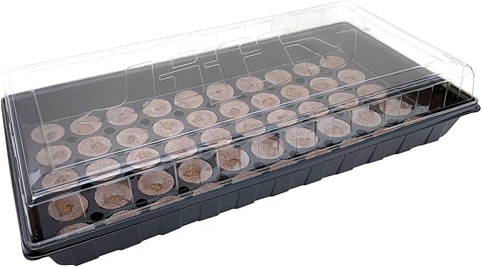 Ferry Morse Jiffy Seed Starter Tray Kit - 50 Cell, Bonus SUPERthrive, Plant Labels - 2 Pack - Peat/Plastic