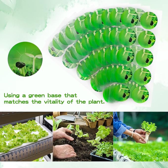 100pcs Seed Pot Labels Stickers, Round Peel and Stick Hydroponic Tags Garden Label Plant Grow Basket Label for Mark Plants and Understand Plant Growth