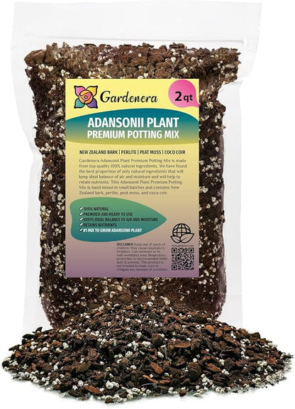 Gardenera Monstera ADANSONII Plant Soil: Expert Blend for Optimal Growth & Root Development - 2 Quart