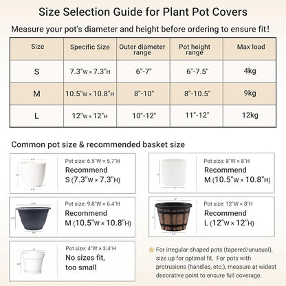 Dahey Jute Spliced Cotton Rope Plant Basket Modern Woven Storage Basket for 10.5" Floor Indoor Planter, Decorative Flower Pots Cover Laundry Bin with Handle Rustic Home Decor, White and Beige