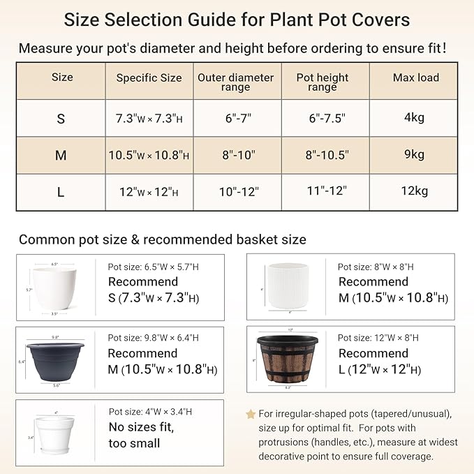 Dahey Small Cotton Rope Plant Basket Woven Plant Coiled Basket for Up to 7" Planter, Decorative Flower Pot Cover Closet Storage Bin Table Desk Organizer for Home Decor, White and Beige