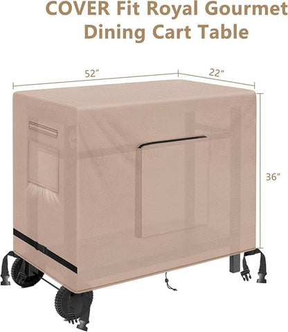 Kovshuiwe Outdoor Dining Cart Cover - Heavy Duty Waterproof Cover for Royal Gourmet Cart Flattop Worktable PC3401S & PC3401B, Compatible with 52 inch Outdoor Utility Cart-52 x 22 x 36 Inch, Khaki