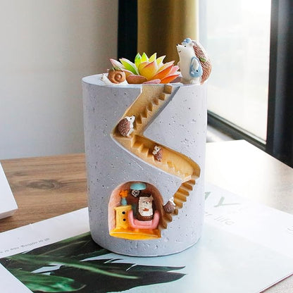 Segreto Creative Hedgehog Plants Pot Flower Pots Resin Planters Vase Home Decor for Succulents,Flower,Cactus,Gardening Decoration,Indoor