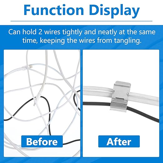 100 Pcs Stainless Steel Cable Cord S Clips Solar Panel Cables Photovoltaic Double Wire Trailer Wire Clips for PV Wiring Boat Frame Management Clip, 0.2 Inch to 0.3 Inch in Rope Capacity, Silver