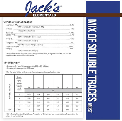 Jack's Elementals Mix of Soluble Traces MOST Water-Soluble Fertilizer with Micronutrients to Correct Chlorosis in Plants Grown in Continuous Liquid Feed Programs, 1lb