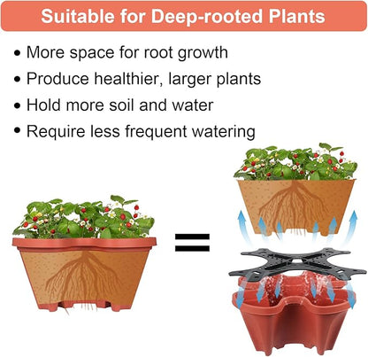 DUNCHATY Stackable Planter with Removable Wheels and Garden Tools, Garden Planting Tower Planters, Indoor Outdoor Gardening Pots - 5 Tier Vertical Planter