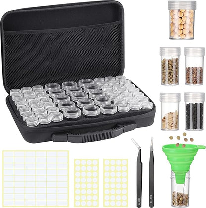 Seed Storage Organizer Box, 57 Slots Seed Collection Containers Seed Storage Box with Label Tweezer Funnel,Gardening Seed Keeper Set for Flower Plants Garden(2 Size)