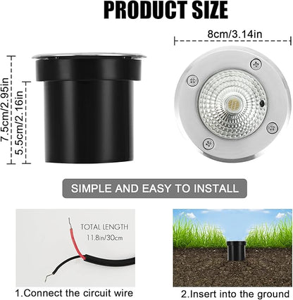 Low Voltage In-ground Light LED Well Lights Color Change Landscape Lighting 3W 12V Outdoor Landscape Light RGB Waterproof IP67 Pathway Driveway Fence Garden Lights (Multi-Colored)