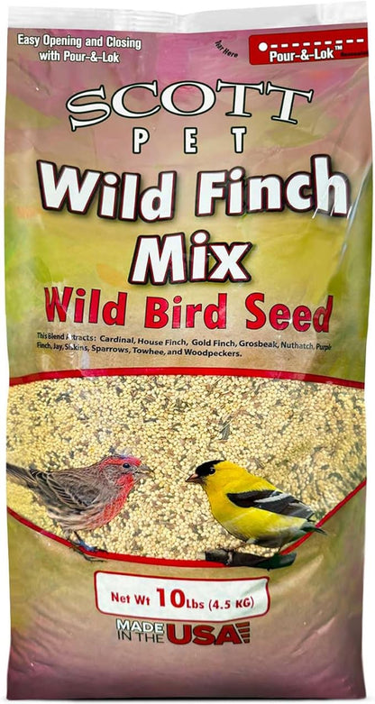 Scott Pet Wild Bird Seed, Wild Finch Mix, 10 lbs Bag, Finch Feed, Contains Nyjer Seed, Great for Tube Feeders, Food for Outside Wild Birds
