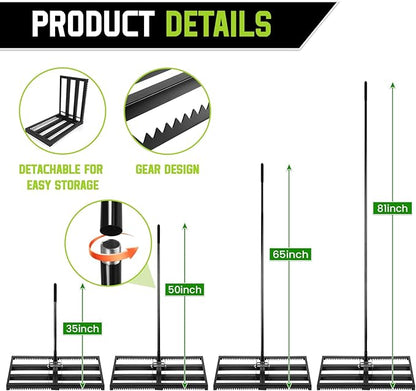 Lawn Leveling Rake with Teeth,Lawn Sand Flea Rake Leveling 30”x10” Heavy Duty Leveler,Anti Flipping Smooth Edge,16-77" Adjustable, for Sand,Top Soil Dressing,Yard Landscape,Ground Soil, Dirt,Grass
