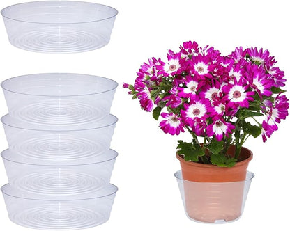 Curtis Wagner Plastics Plant Tray Basket Liner (5-Pack) - Clear, Deep (Diameter: 12.25" Base, 14" Top, 3.62" Depth) Thin Plastic Liners for Planters for Indoor/Outdoor Plant Pots