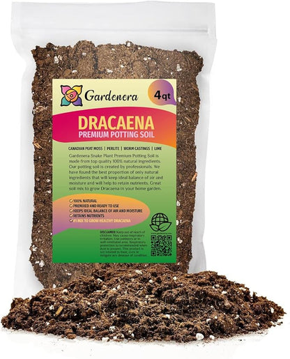 GARDENERA Premium Dracaena Soil Mix - 4 Quart - Expertly Formulated Potting Mix for Thriving Dracaena Trees and Shrubs