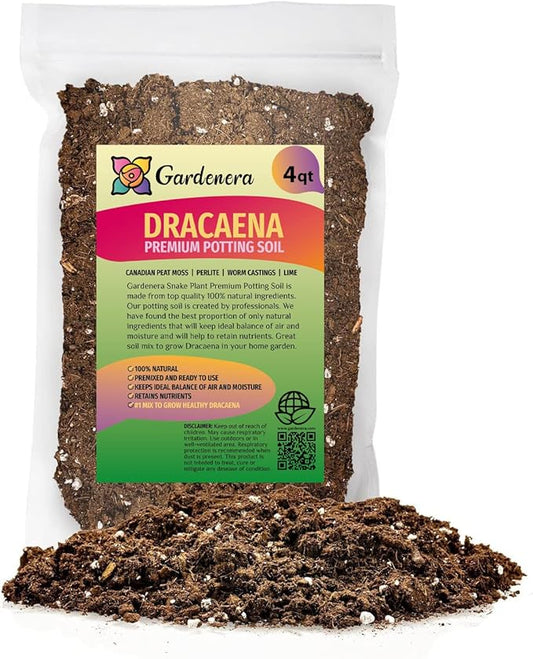 GARDENERA Premium Dracaena Soil Mix - 4 Quart - Expertly Formulated Potting Mix for Thriving Dracaena Trees and Shrubs