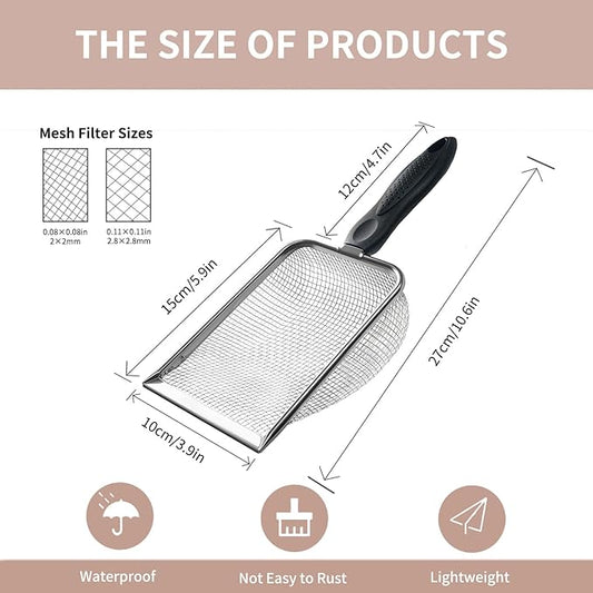 2 PCS 2-in-1 Gardening Soil Sifter Set with 2/2.8mm Mesh, Garden Sieve & Shovel Sifter Screen Potting Scoop for Sand, Dirt, Rock Compost, Stainless Steel & Ergonomic Handle