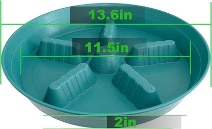 4 Pack Plant Saucer 14 inch, Plastic Plant Saucers for Indoors, Raised Middle Plant Trays for Pots, Water Tray for Plants, Plant Stand Water Catcher Tray, Pot Saucers for Plants