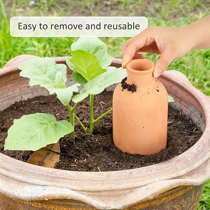 3pcs Terracotta Plant Watering Globes 3.5 * 10inch Terracotta Watering Pots Self Watering Planter 900ml for Indoor Outdoor Plants Clay Plant Watering Globes Planter Insert Watering Pots