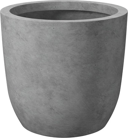 Kante 13.4" Dia Round Concrete Planter, Large Outdoor Modern Indoor Decorative Plant Pots with Drainage Hole and Rubber Plug for Home and Garden, Natural Concrete