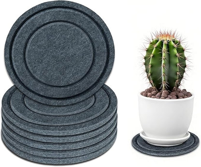 BXI Felt Plant Saucer Mat - 6 Pcs 6 Inch Water Absorbent Planter Coaster, Thick Flower Pot Saucer Pad, Planting Drip Tray for Indoors, Fabric Protective Plate for Tabletop and Floor Surface