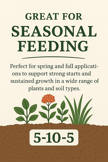 5-10-5 All-Purpose Fertilizer – 50 lb Bag | Balanced Nutrient Blend for Flowers, Vegetables, Lawns & Shrubs | Promotes Strong Roots, Vibrant Blooms & Healthy Growth | Easy Application Granules