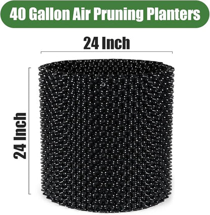 Air Pruning Containers, 40 Gallon Air Pruning Planters, Sturdy Plastic Roots Control Planter Container for Tree Grow Outdoor, Garden Self-Planting Planters, Size 24"x24", Black, 4P