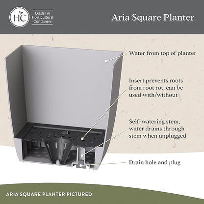 The HC Companies Aria Self Watering Square Plant Pot w/Drainage - Planters for Outdoor Plants & Indoor Plants - Lightweight & UV-Resistant Plastic Pots for Plants (6" Glossy Green, Pack of 2)