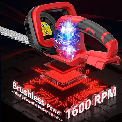 Hedge Trimmer Compatible for Milwaukee 18V Battery，Cordless Electric Hedge Trimmer with 1600RPM Brushless Motor, 22'' Dual-Action Blade with 3/5'' Cutting Capacity (NO Battery)