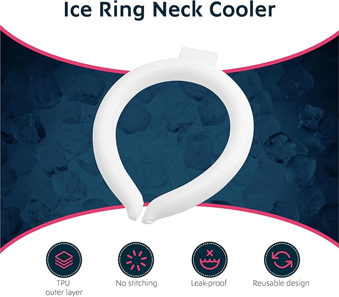 Magic Gel Neck Ring Coolers - Wearable Neck Cooling Ice Pack - Reusable Cool Body Cooler Tube - Cold Gel Wrap Ice Packs for Necks - Perfect for Athletes or Outdoor Workers - White