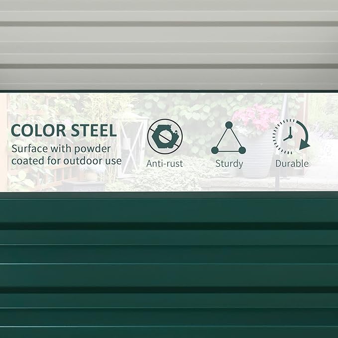 Outsunny 2 Piece Galvanized Raised Garden Bed, 2' x 2' x 1' Metal Planter Box for Growing Vegetables, Flowers, Herbs, Succulents, Green