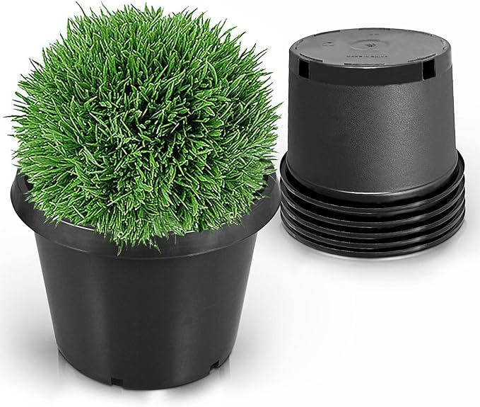 5-Pack 25 Gallon Round Planter Nursery Pots, Flower Plant Container Injection Molded Plastic Nursery Pot Gardening Pots for Indoor Outdoor Vegetables, Succulents, Black