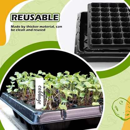 Yinder 20 Pcs Seed Starting Trays with Dome 128 Cells Plug Trays and 1020 No Holes Flat Tray with 100 Pcs Tags Seed Starter Kit for Nursery Germination Plant Propagation