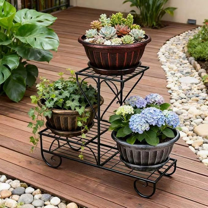 NIKONIKO 12 Inch Plant Pots, 6-Pack Plastic Wide Ribbed Planters with Drain Holes & Trays, Fluted Design Flower Pots for Indoor and Outdoor Plants