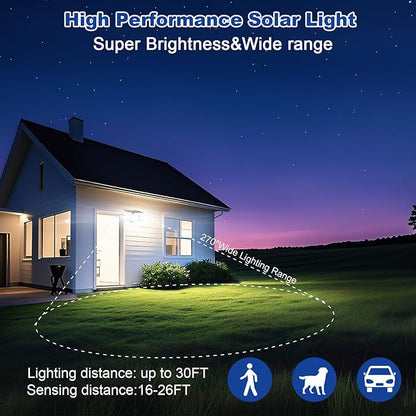 EMANER Solar Motion Lights Outdoor | Remote Control Brightest Flood Light Outside Dusk to Dawn, Waterproof Solar Security Spot Lights 5 Modes for House Wall Mount Backyard Garden, 2Pack