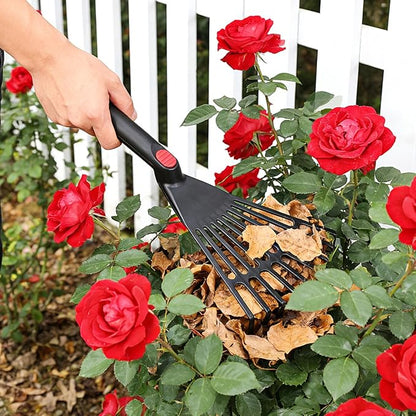 BESPORTBLE 2-Pack Small Hand Rakes - Lightweight Plastic Garden Rakes for Raised Garden Bed, Leaves, Lawns & Tight Spaces, Easy-Grip Ergonomic Handle (No Rust/Bend)