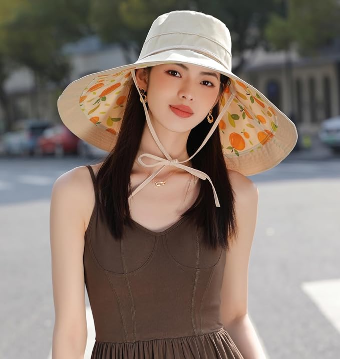 Wide Brim Women Sun Hat Summer Beach Bucket Fishing Hats Metal Wired Edge Packable UV Protection for Hiking Garden Travel