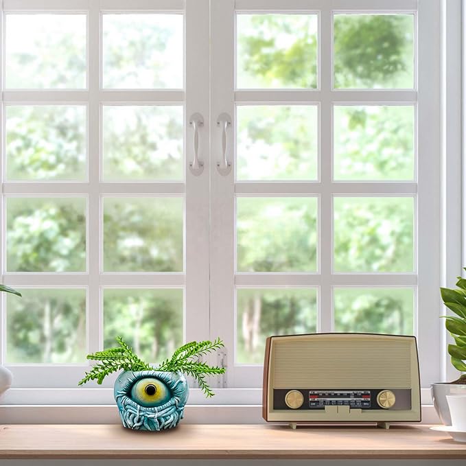 Blue Monster Eye Planter Creative Unique Eye Plant Pot,Resin Succulent Plants Pot with Drainage, for Outdoor Garden Deco and Home Art Decoration