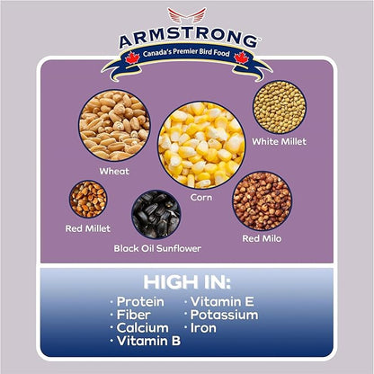 Armstrong Wild Bird Food All Season Bird Seed Blend, 15.4 Pounds - with Cut Corn, Wheat, White & Red Millet, Black Oil Sunflower Seeds for Blue Jays, Dark-Eyed Juncos and Mourning Doves