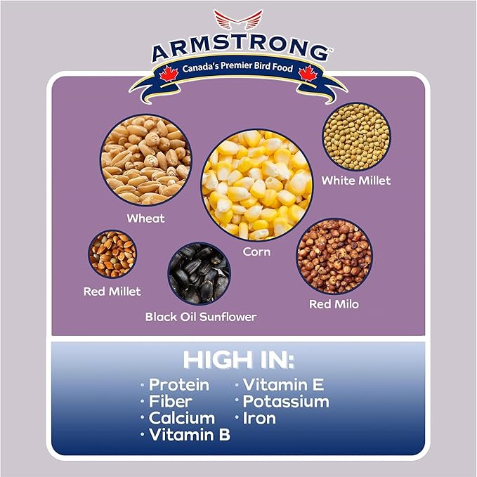 Armstrong Wild Bird Food All Season Bird Seed Blend, 20 Pounds - with Cut Corn, Wheat, White & Red Millet, Black Oil Sunflower Seeds for Blue Jays, Dark-Eyed Juncos and Mourning Doves