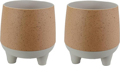 The HC Companies Orion Self Watering Planter - Lightweight Indoor Plastic Plant Pot for Herbs and Flowers (8" Muted Clay, Pack of 2)