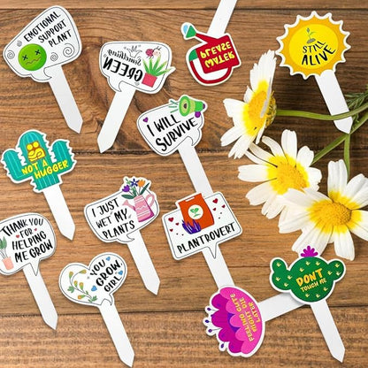15 PCS Plant Labels,Wooden Funny Garden Labels,15 Styles Assorted Shapes Words Plants Tags Plant Labels Garden Markers for Vegetables Succulent Flowers Greenery Potted Plants