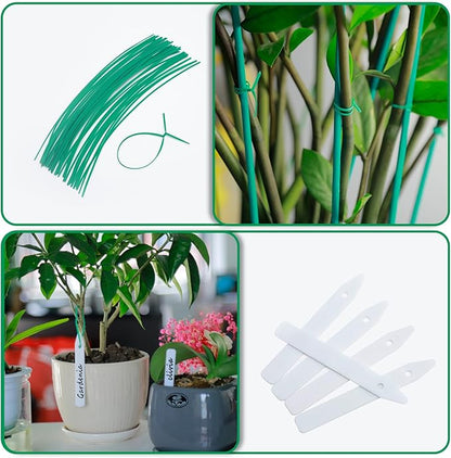 Plant Stakes 50 PCS Garden Green Bamboo Sticks Plant Support Stakes for Indoor and Outdoor Plants, Wooden Sign Posting Flower Pot Garden Stakes(15" 25pcs+17" 25pcs)