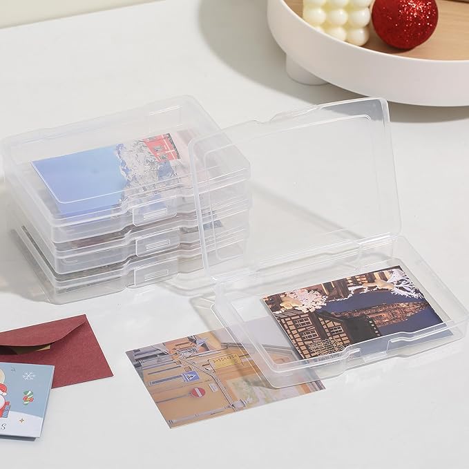 novelinks Transparent 4" x 6" Photo Cases and Clear Craft Keeper with Handle, 16 Inner Photo Organizers & Photo Storage Box, Plastic Photo Storage Containers (Clear -2Pack)