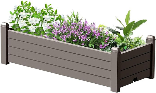 EasyUp Horticulture Garden Bed, Divisible Resin Planter Box for Backyard, Patio, Balcony, with 4 Legs(Gray,43.31 * 17.72 * 12.6)